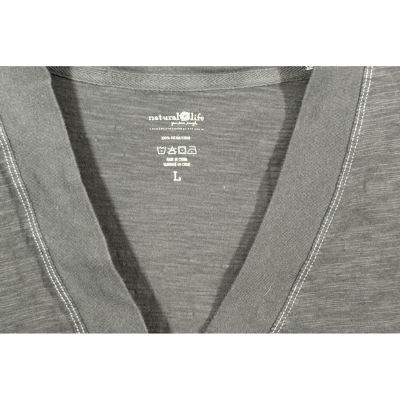 Natural Life Charlie T-shirt mini dress Lg Olive green Oversized relaxed V-neck - Picture 3 of 5